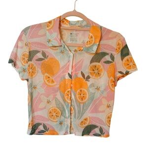 Hazel Moon Mesh Short Sleeve Button Shirt